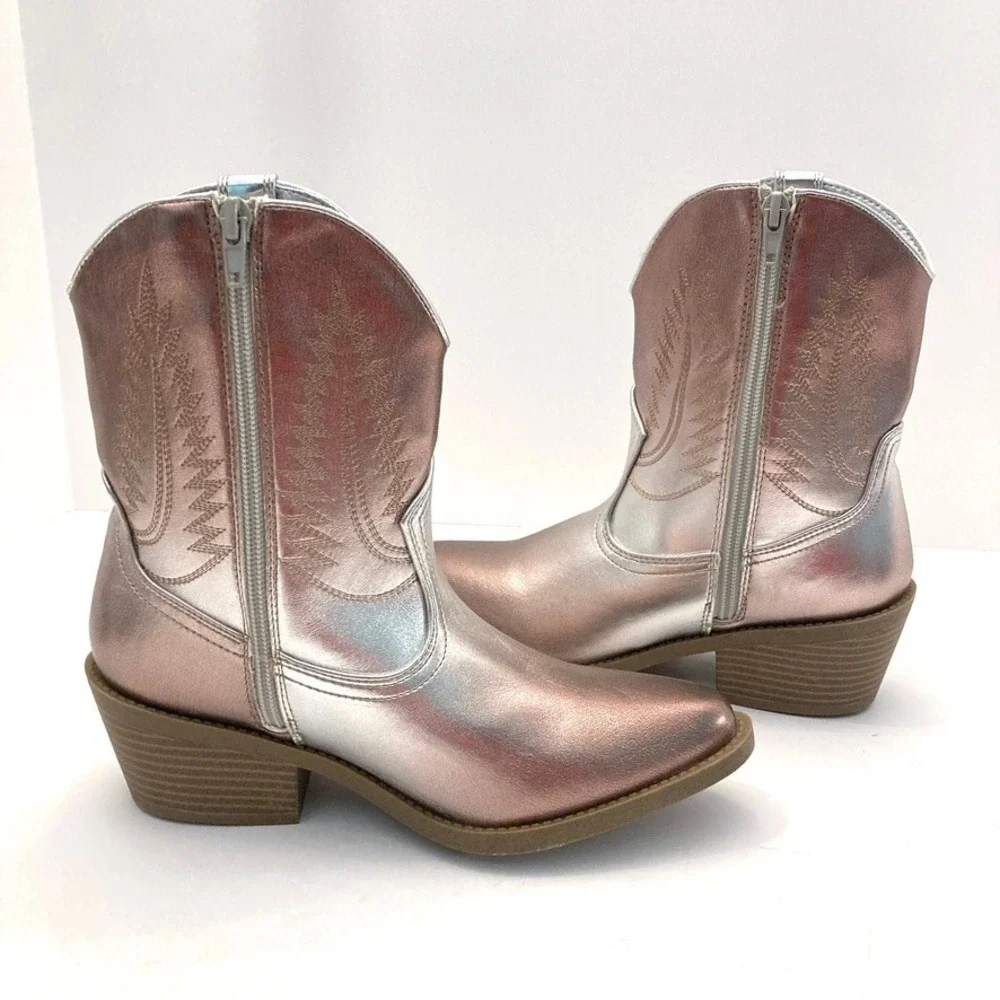 Steve Madden Girls 5 Texas Western Bootie  JTEXAS Bronze Multi NWOB Faux Leather